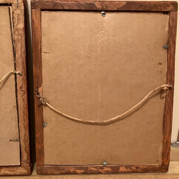 Tramp Art Works Antique Carved Wood Chip Frame 1930s Adelaide Hiebel Bluebird - Picture 8 of 10